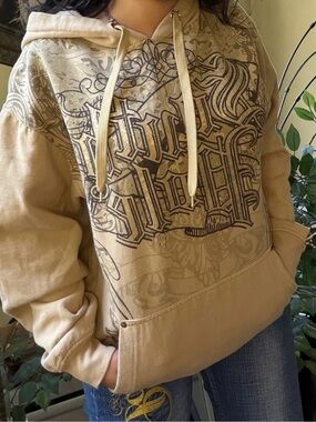 Vintage Southpole Y2K Graphic Hoodie Tan Beige Unisex Streetwear Size L